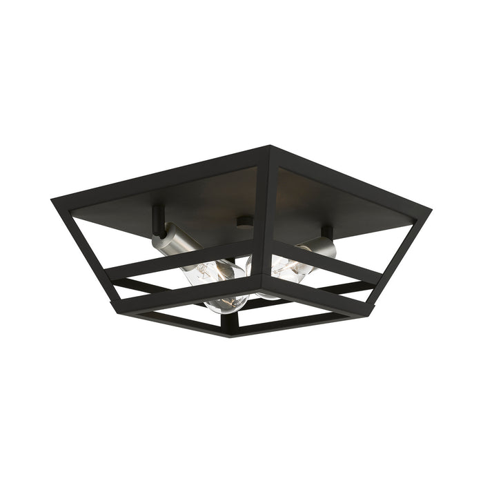 Livex Lighting 49560-04 Two Light Flush Mount, Black w/Brushed Nickel