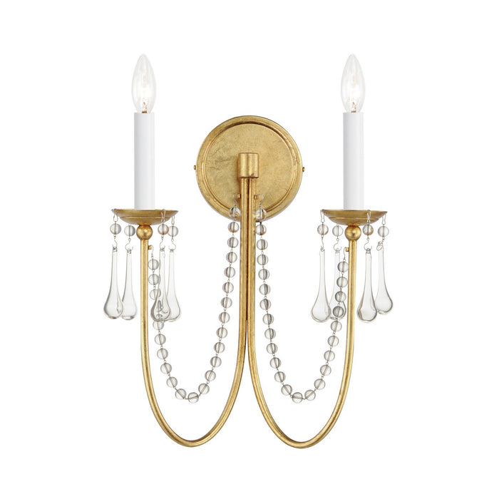 Maxim 12161GL/CRY Two Light Wall Sconce, Gold Leaf