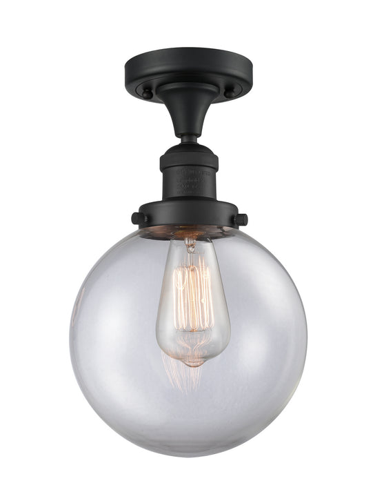 Innovations 517-1CH-BK-G202-8 One Light Semi-Flush Mount, Matte Black