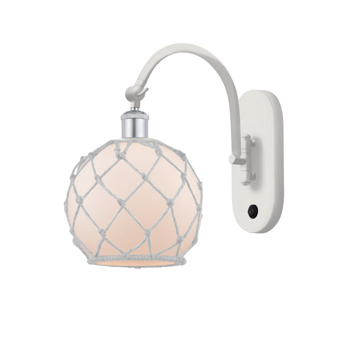 Innovations 518-1W-WPC-G121-8RW One Light Wall Sconce, White Polished Chrome