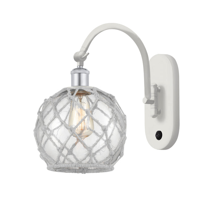 Innovations 518-1W-WPC-G122-8RW One Light Wall Sconce, White Polished Chrome