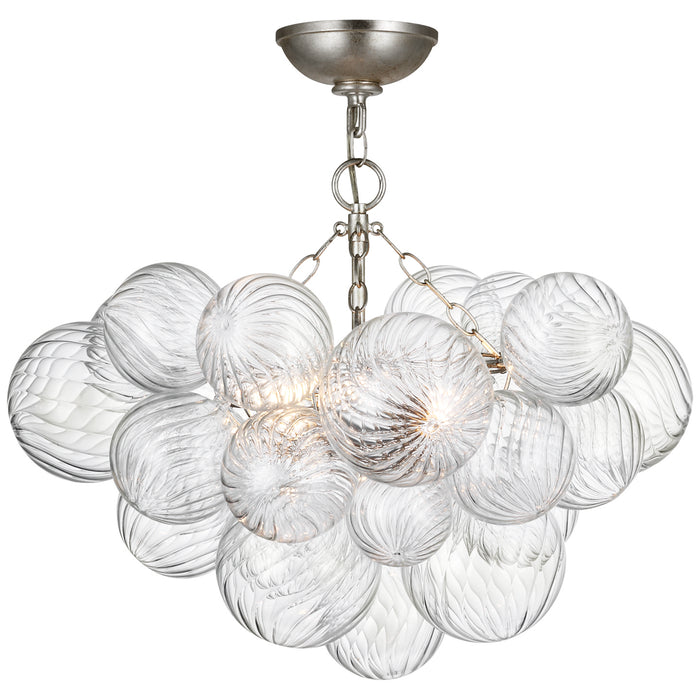 Visual Comfort Signature JN 4110BSL/CG LED Semi-Flush Mount, Burnished Silver Leaf and Clear Swirled Glass