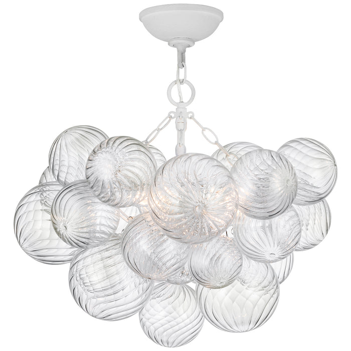 Visual Comfort Signature JN 4110PW/CG LED Semi-Flush Mount, Plaster White and Clear Swirled Glass