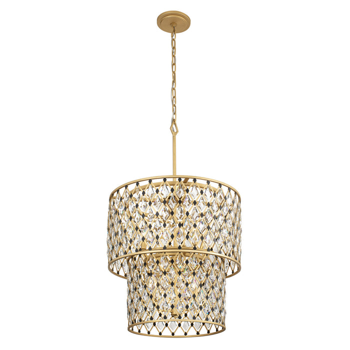 Varaluz 345C07FGMB Seven Light Chandelier, French Gold/Matte Black