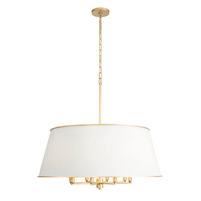 Varaluz 364P08MWFG Eight Light Pendant, Matte White/French Gold