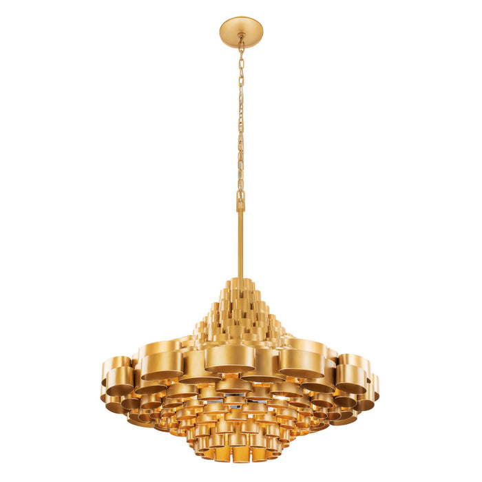Varaluz 369P10AGCB Ten Light Pendant, Antique Gold/Carbon Black