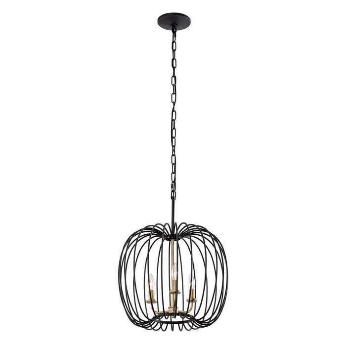 Varaluz 375P03CBHG Three Light Pendant, Carbon/Havana Gold