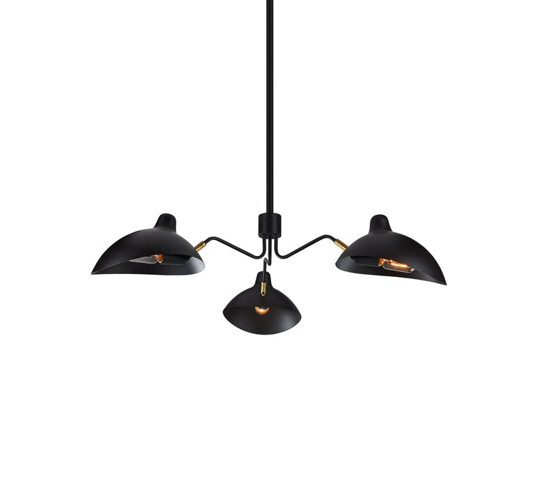 Matteo Lighting CX57903BZ Three Light Pendant, Bronze & Brushed Gold