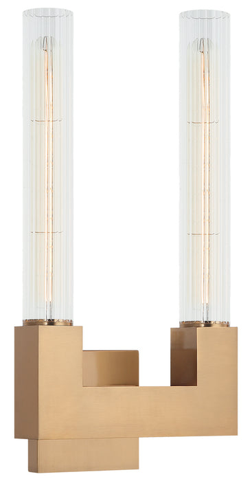 Matteo Lighting S03102AG Two Light Wall Sconce, Aged Gold Brass