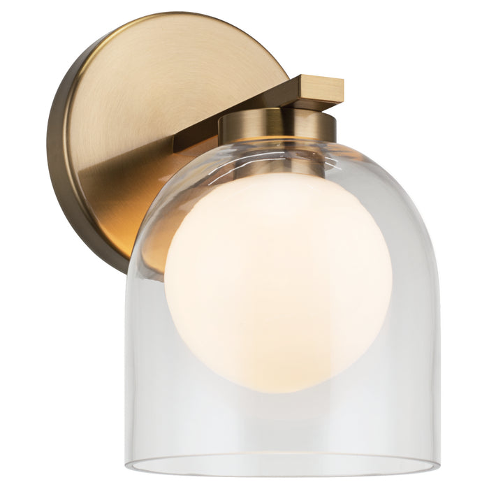 Matteo Lighting W60701AGCL One Light Wall Sconce, Aged Gold Brass