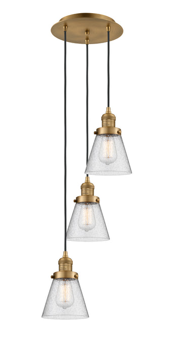 Innovations 113F-3P-BB-G64 Three Light Pendant, Brushed Brass