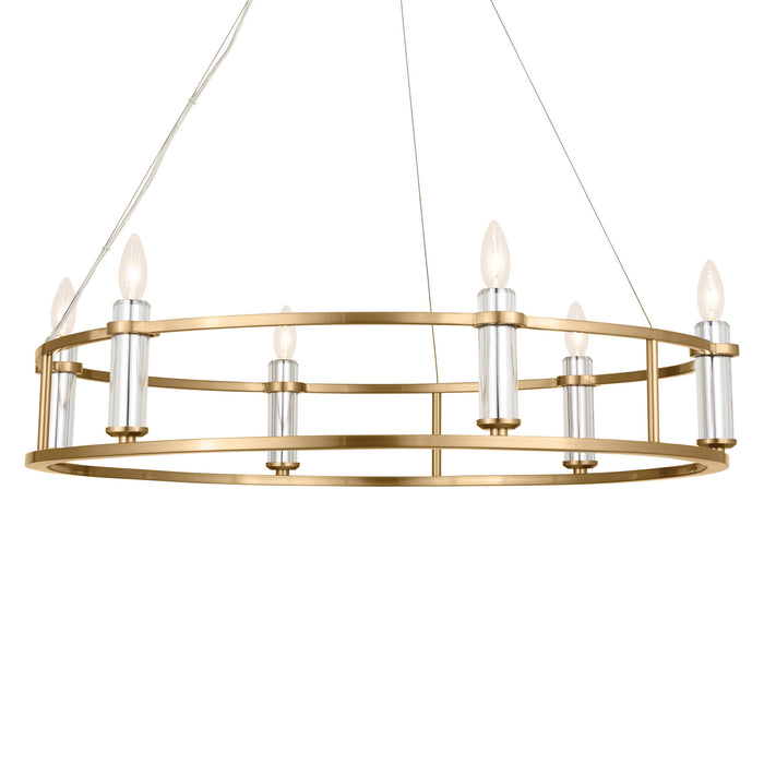 Kichler 52490BNB Six Light Chandelier, Brushed Natural Brass