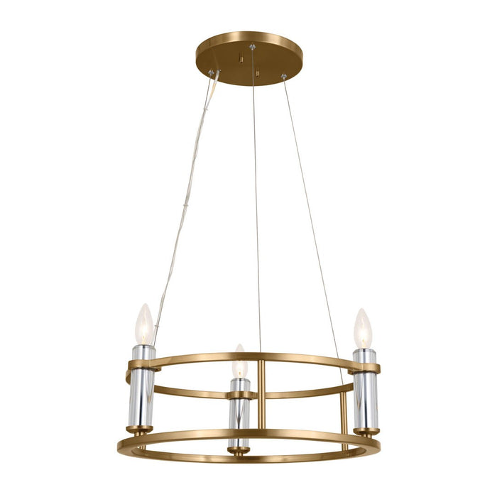 Kichler 52493BNB Three Light Mini Chandelier, Brushed Natural Brass