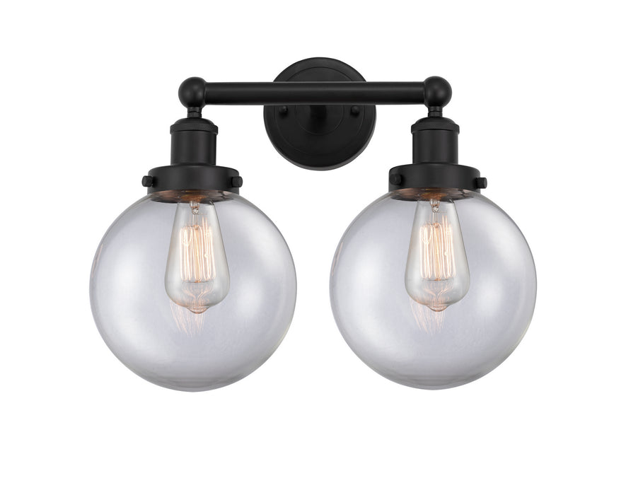 Innovations 616-2W-BK-G202-8 Two Light Bath Vanity, Matte Black