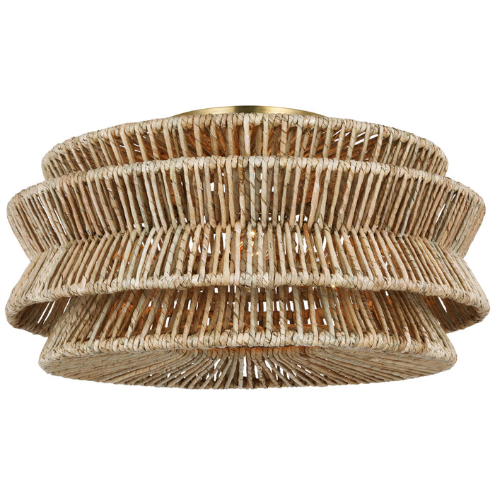 Visual Comfort Signature CHC 4016AB/NAB LED Semi-Flush Mount, Antique-Burnished Brass and Natural Abaca