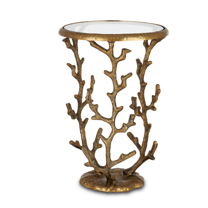 Currey and Company 4000-0141 Accent Table, Antique Brass