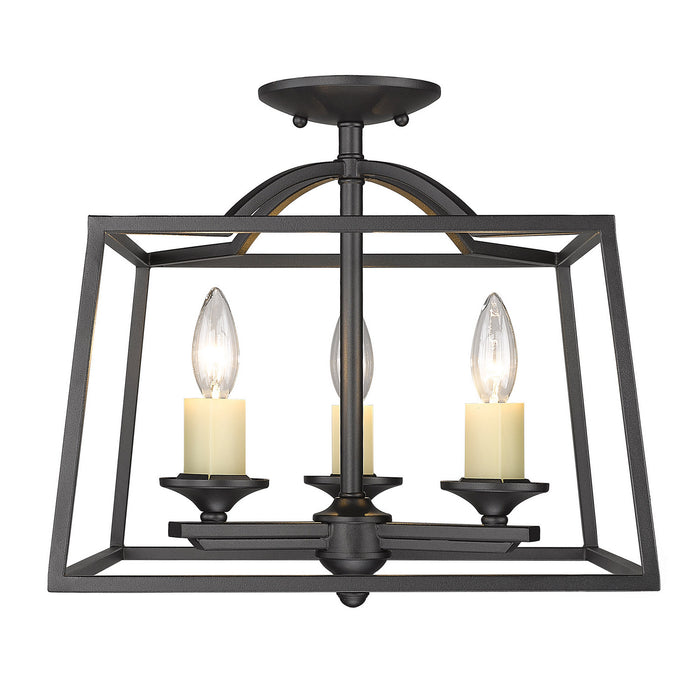 Golden 3072-SF NB Three Light Semi-Flush Mount, Natural Black