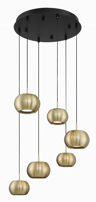 George Kovacs P5474-884-L LED Pendant, Coal And Brushed Gold Finish