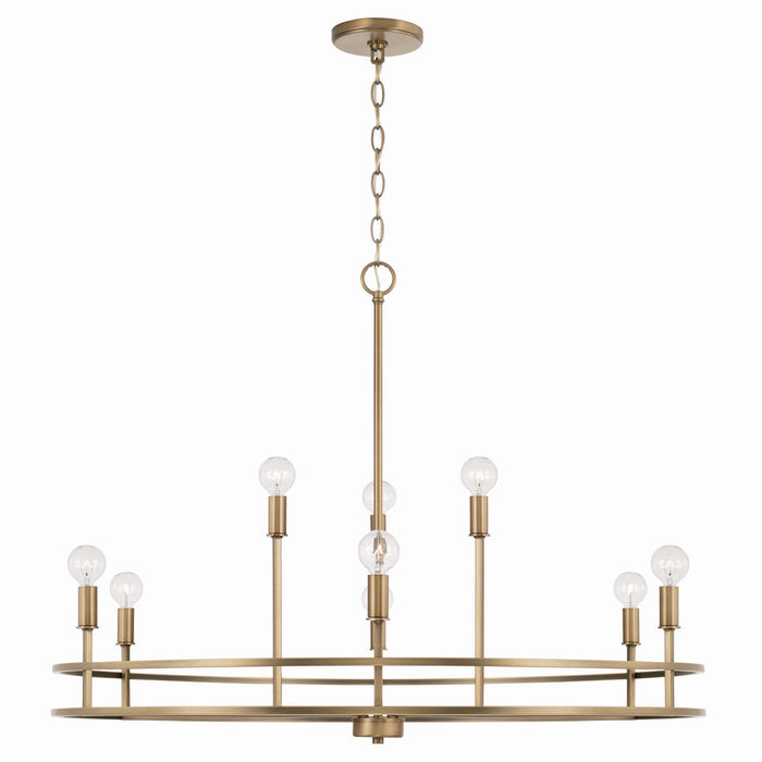 Capital Lighting 448791AD Nine Light Chandelier, Aged Brass
