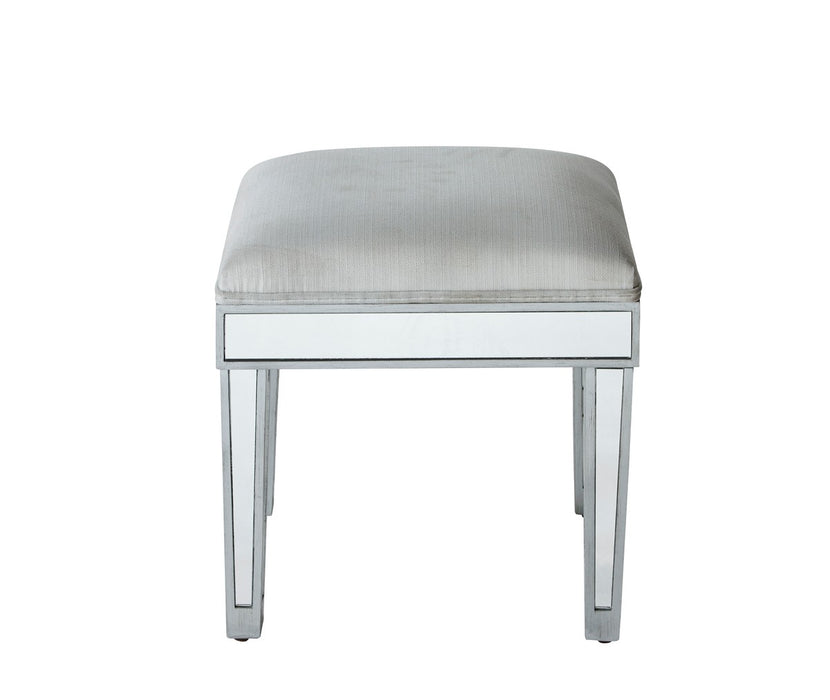 Elegant Lighting MF72007 Dressing Stool, Antique Silver