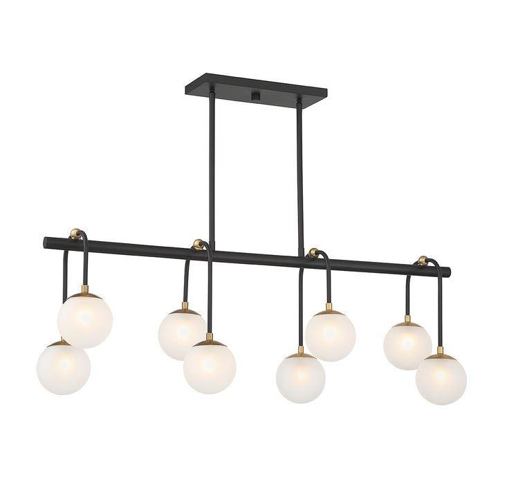 Savoy House 1-6699-8-143 Eight Light Linear Chandelier, Matte Black with Warm Brass