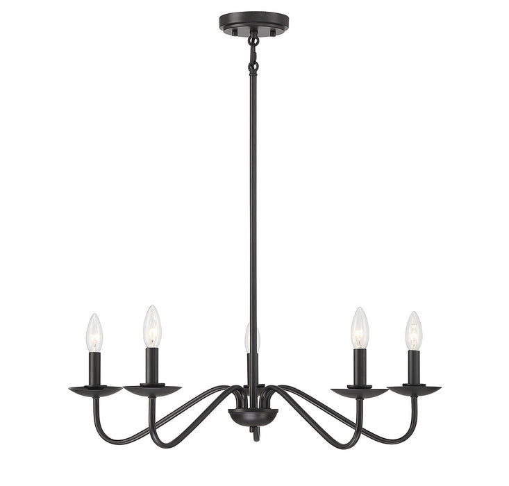 Meridian M100120MBK Five Light Chandelier, Matte Black