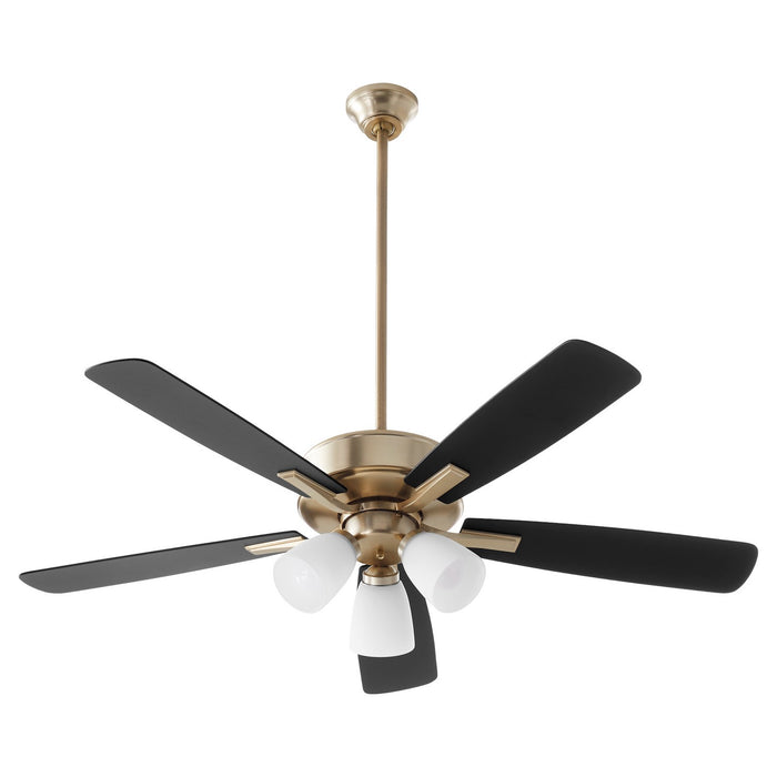 Quorum 4525-380 52" Ceiling Fan, Aged Brass