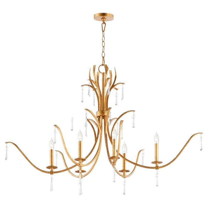 Quorum 621-6-74 Six Light Chandelier, Gold Leaf