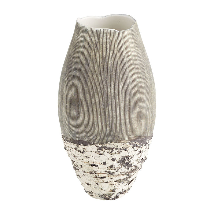 Cyan 11412 Vase, Off White And Brown