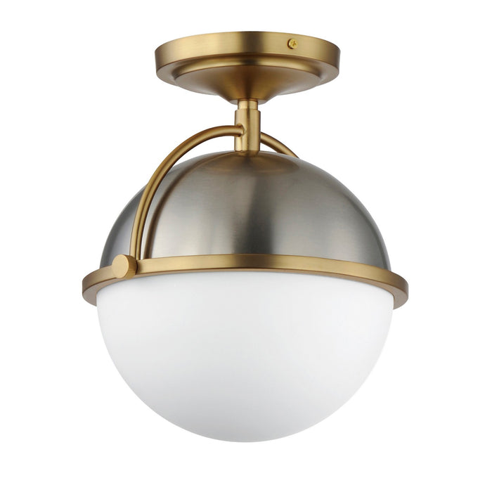 Maxim 12410SWSNSBR One Light Semi Flush Mount, Satin Nickel / Satin Brass