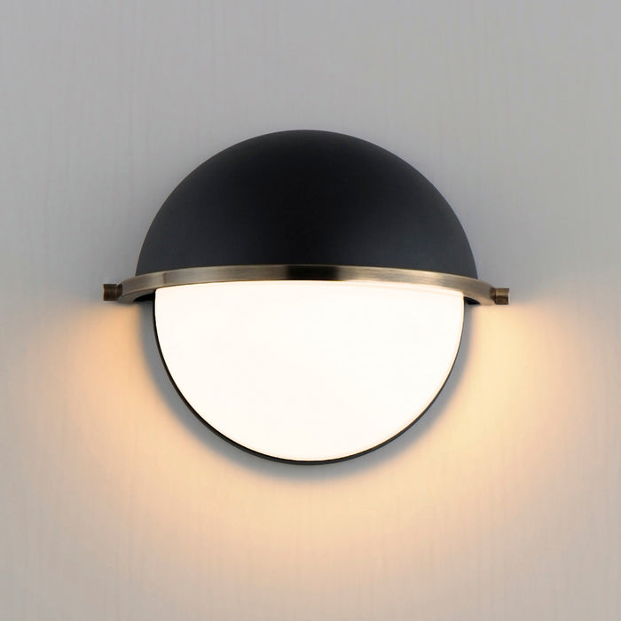 Maxim 12418SWBKWBR One Light Wall Sconce, Black/Weathered Brass