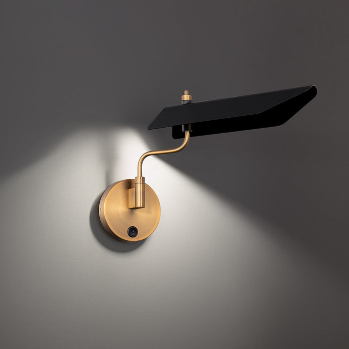 W.A.C. Lighting BL-69317-BK/AB LED Swing Arm, Black/Aged Brass