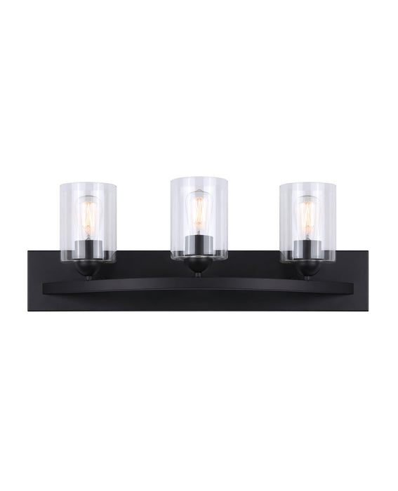 Canarm IVL370A03BK-CL Three Light Vanity, Matte Black