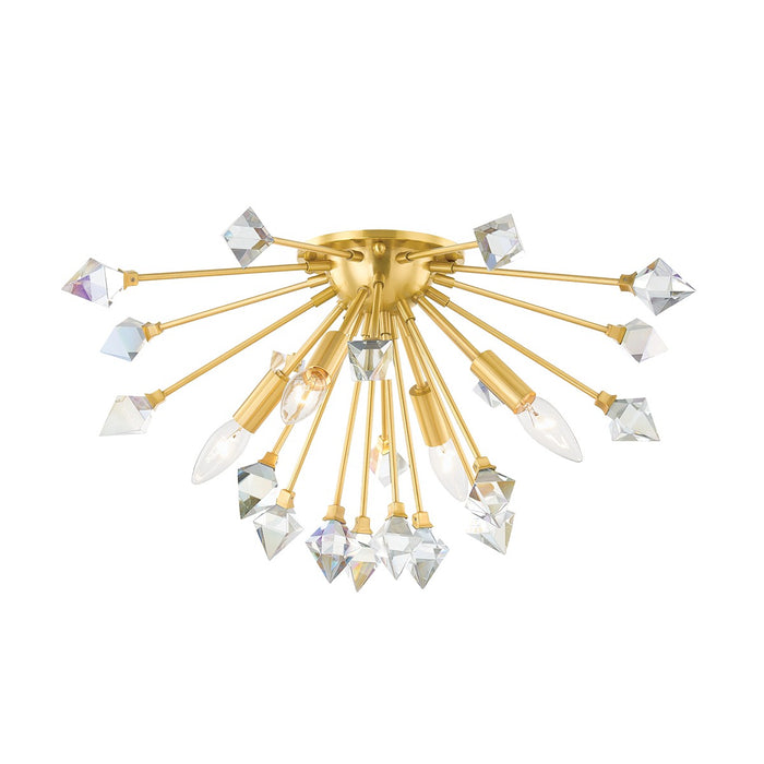 Mitzi H727504-AGB Four Light Flush Mount, Aged Brass