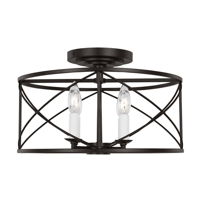 Visual Comfort Studio CF1134AI Four Light Semi-Flush Mount, Aged Iron