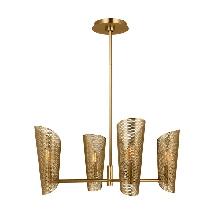 Visual Comfort Studio LXC1074BBS Four Light Chandelier, Burnished Brass