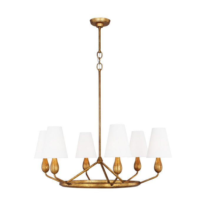 Visual Comfort Studio TC1186ADB Six Light Chandelier, Antique Gild