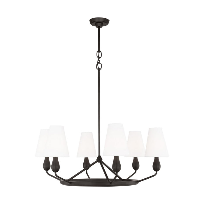 Visual Comfort Studio TC1186AI Six Light Chandelier, Aged Iron