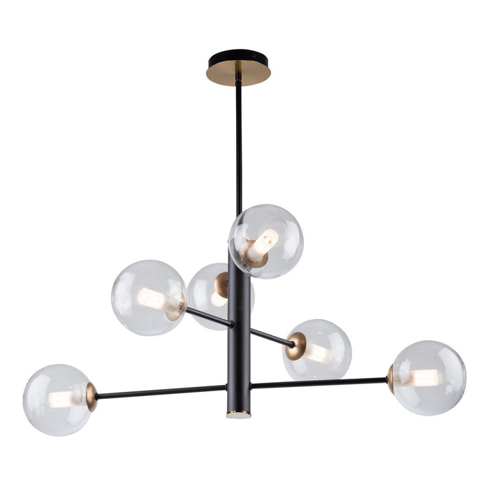 Artcraft AC11765VB Six Light Chandelier, Matte Black & Brass