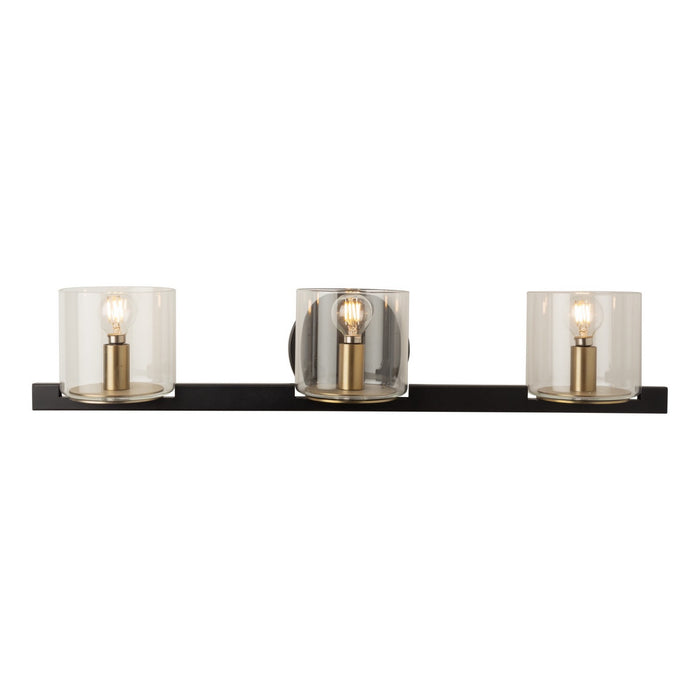 Artcraft AC11823BB Three Light Vanity, Black and Brass