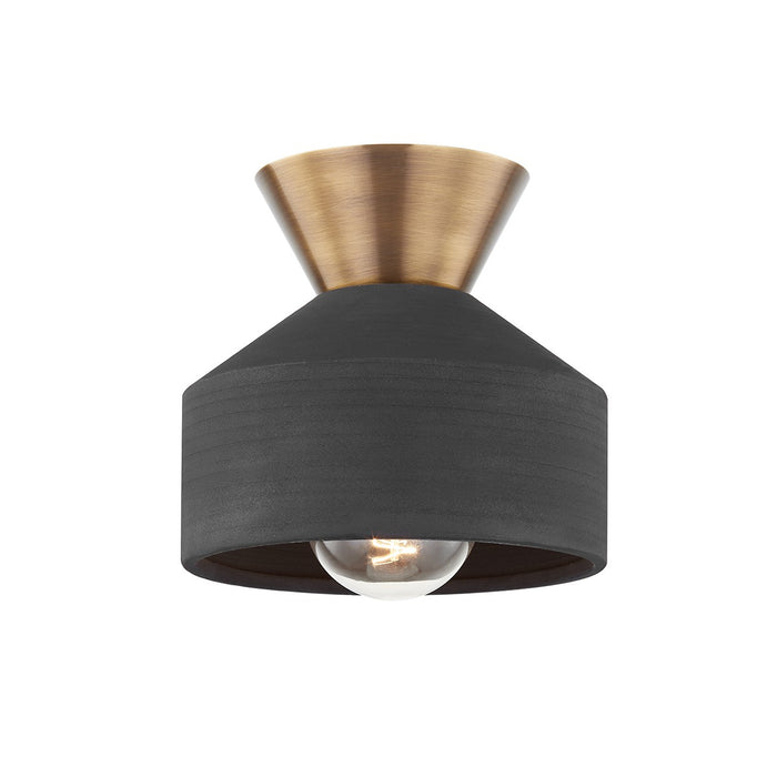 Troy Lighting C9808-PBR/CBK One Light Flush Mount, Patina Brass