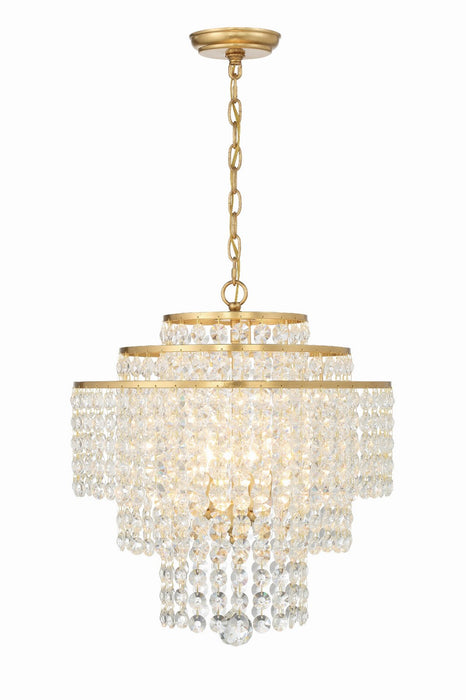 Crystorama GAB-B7304-GA Four Light Chandelier, Antique Gold