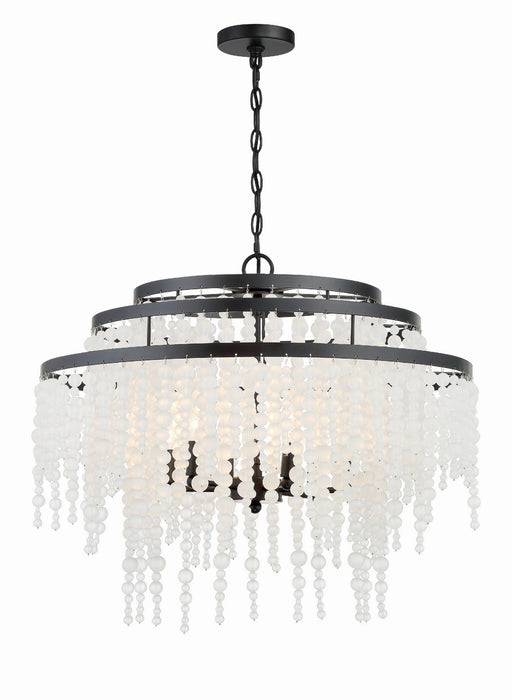 Crystorama POP-A5076-MK-FR Six Light Chandelier, Matte Black