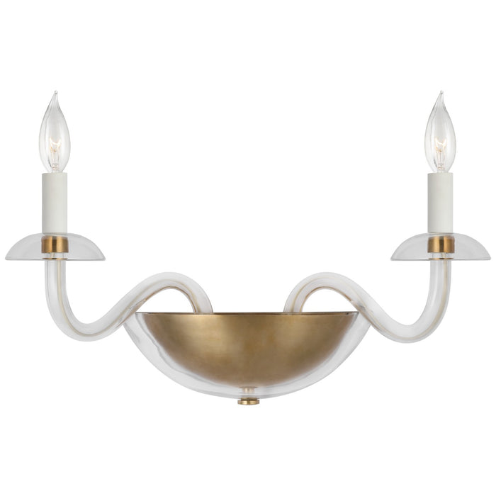 Visual Comfort Signature PCD 2020CG/HAB LED Wall Sconce, Clear Glass and Hand-Rubbed Antique Brass