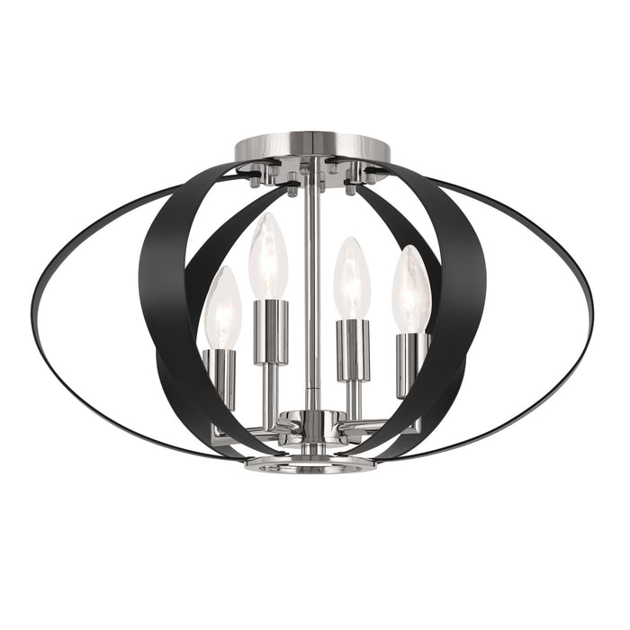 Kichler 52588PN Four Light Flush Mount, Polished Nickel