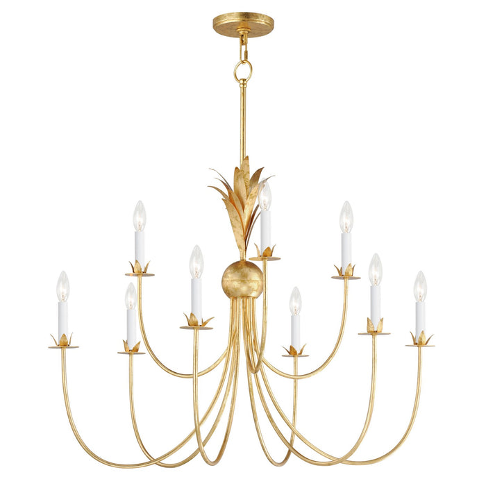 Maxim 2889GL Nine Light Chandelier, Gold Leaf