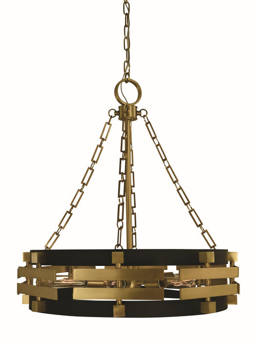 Framburg 5746 BR/MBLACK Six Light Chandelier, Brush Brass Matte Black