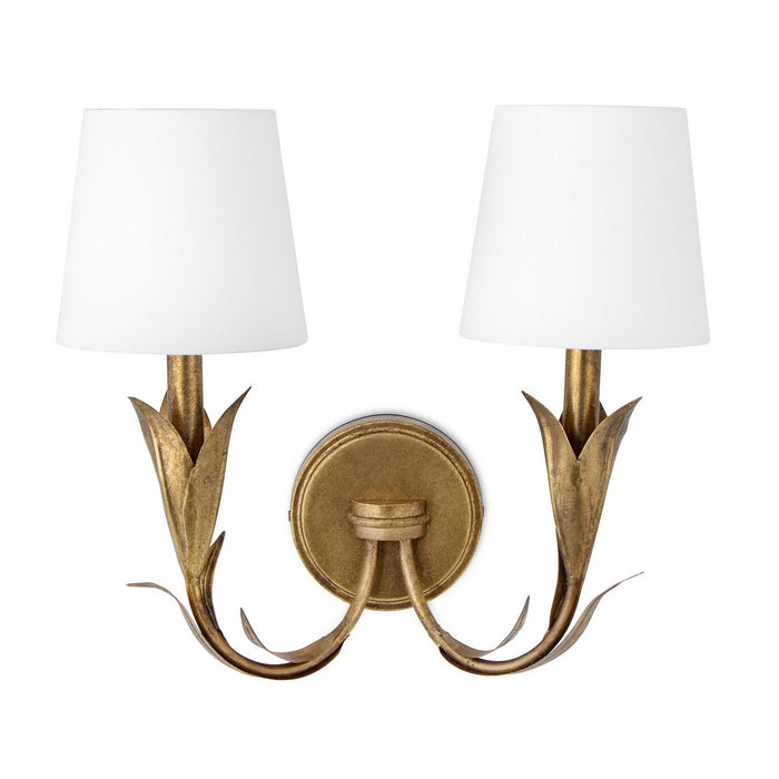 Regina Andrew 15-1219GLD Two Light Wall Sconce, Antique Gold Leaf