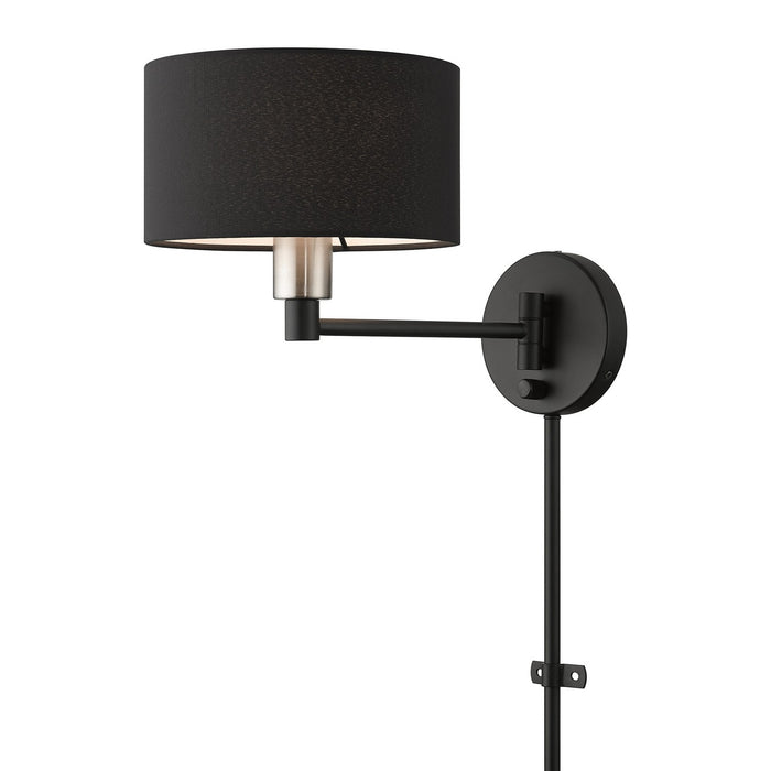 Livex Lighting 50270-04 One Light Swing Arm Wall Lamp, Black with Brushed Nickel