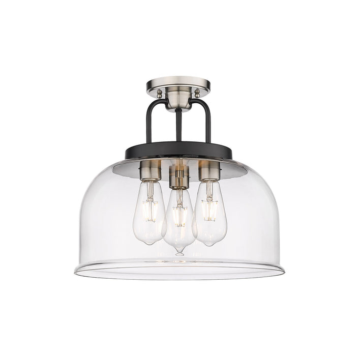 Innovations 239-3C-BSN-G239-15CL Three Light Flush Mount, Black Satin Nickel